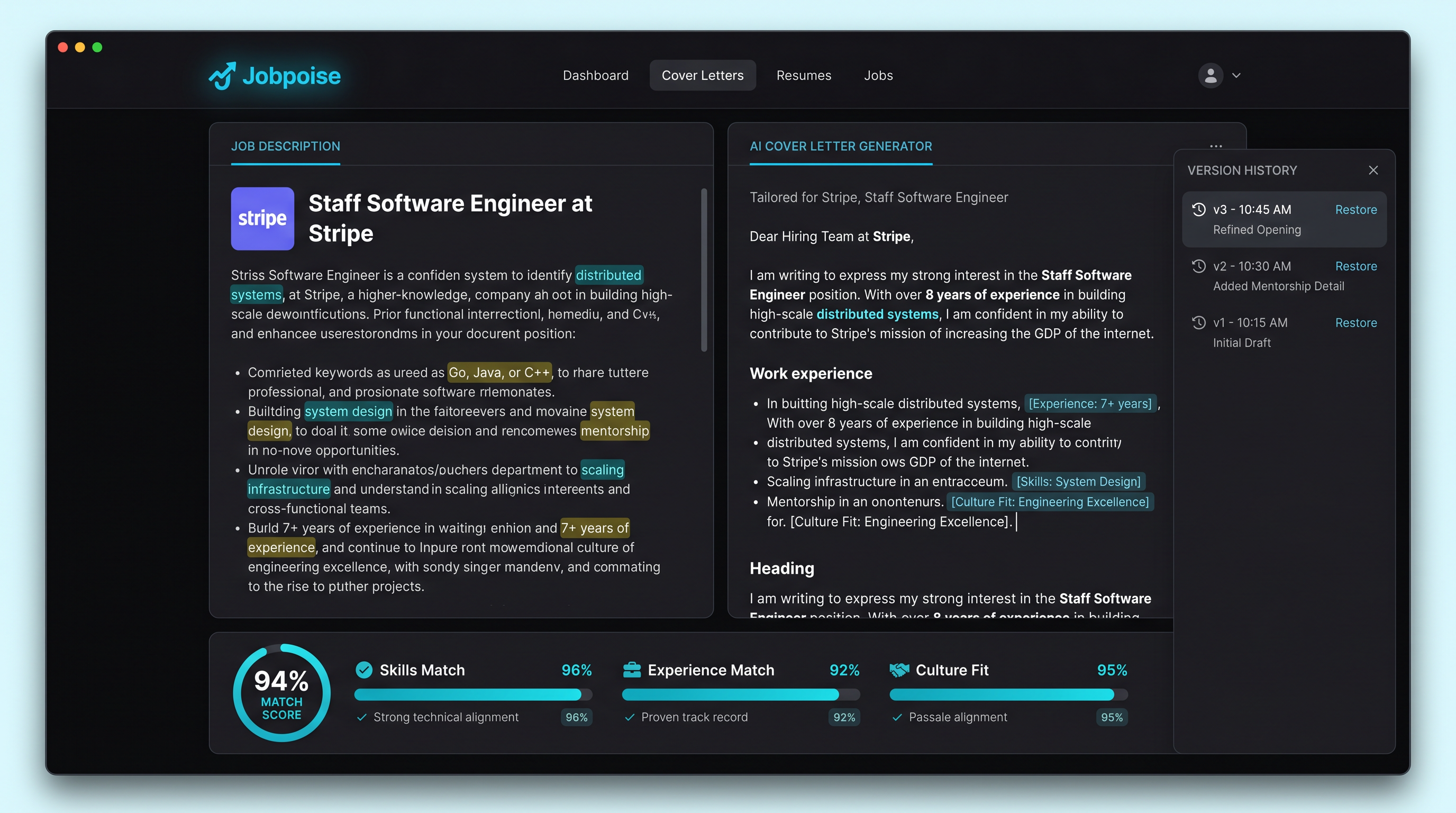 Jobpoise product screenshot